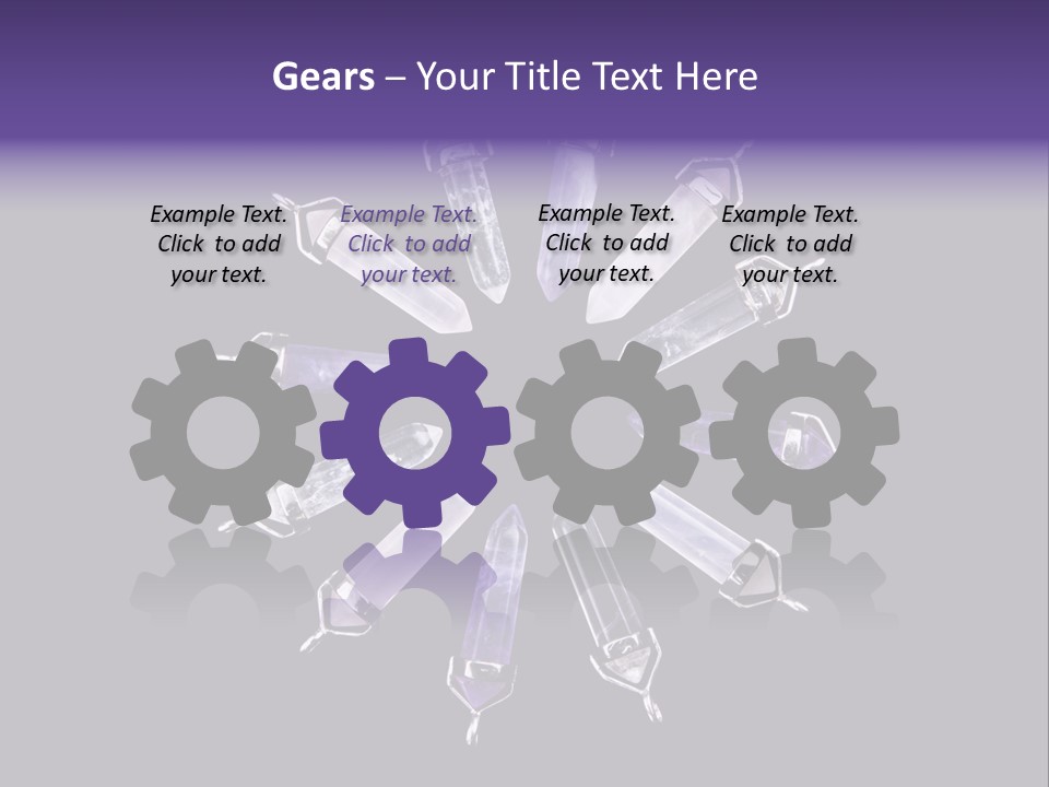 Twelve Crystal Quartz, Rose Quartz, And Amethyst Points With Silver Mountings Arranged To Create A Circular Sunburst, Isolated On Black Background PowerPoint Template