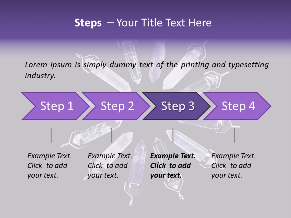 Twelve Crystal Quartz, Rose Quartz, And Amethyst Points With Silver Mountings Arranged To Create A Circular Sunburst, Isolated On Black Background PowerPoint Template