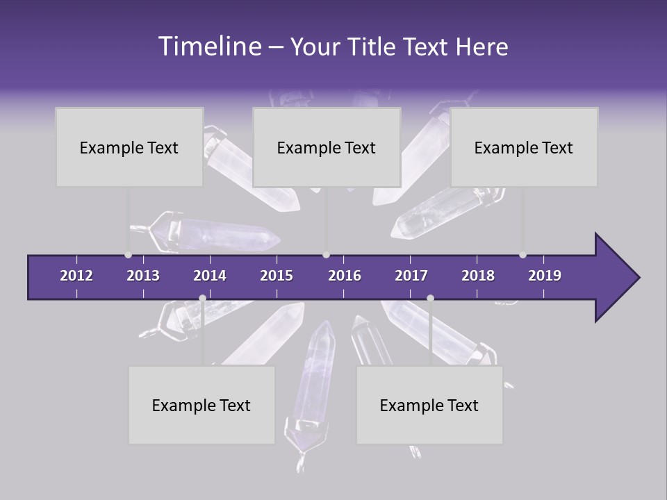 Twelve Crystal Quartz, Rose Quartz, And Amethyst Points With Silver Mountings Arranged To Create A Circular Sunburst, Isolated On Black Background PowerPoint Template