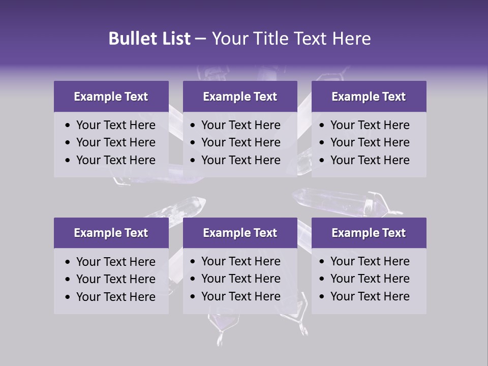 Twelve Crystal Quartz, Rose Quartz, And Amethyst Points With Silver Mountings Arranged To Create A Circular Sunburst, Isolated On Black Background PowerPoint Template