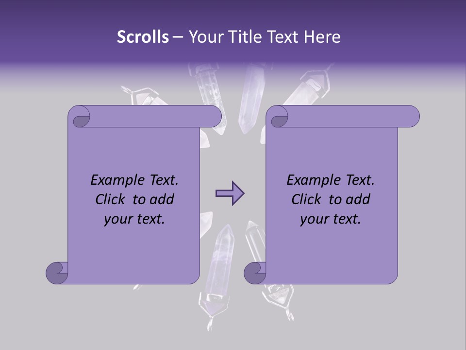 Twelve Crystal Quartz, Rose Quartz, And Amethyst Points With Silver Mountings Arranged To Create A Circular Sunburst, Isolated On Black Background PowerPoint Template