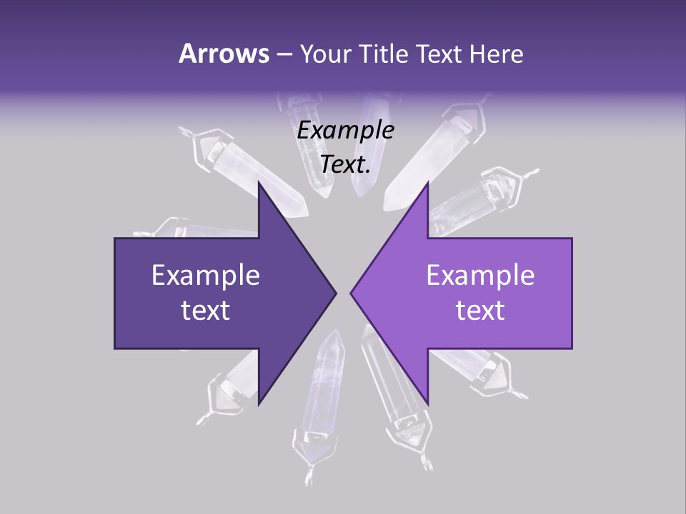 Twelve Crystal Quartz, Rose Quartz, And Amethyst Points With Silver Mountings Arranged To Create A Circular Sunburst, Isolated On Black Background PowerPoint Template