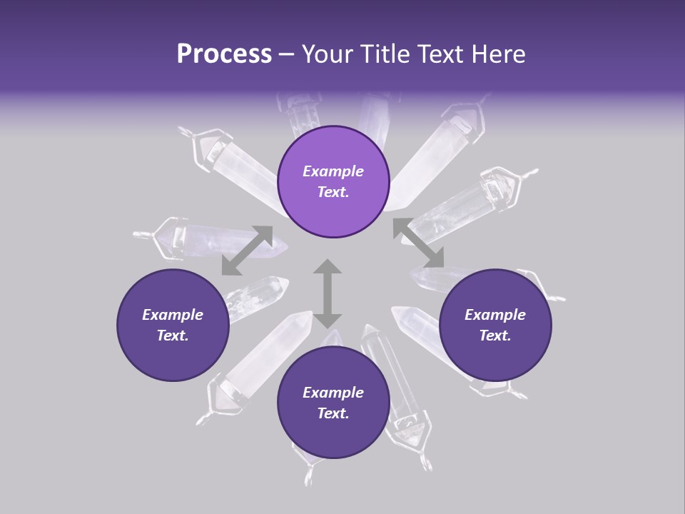 Twelve Crystal Quartz, Rose Quartz, And Amethyst Points With Silver Mountings Arranged To Create A Circular Sunburst, Isolated On Black Background PowerPoint Template