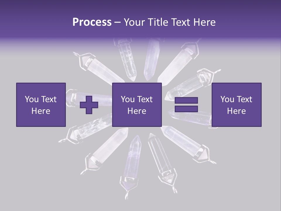 Twelve Crystal Quartz, Rose Quartz, And Amethyst Points With Silver Mountings Arranged To Create A Circular Sunburst, Isolated On Black Background PowerPoint Template