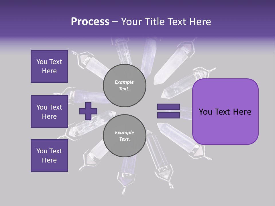 Twelve Crystal Quartz, Rose Quartz, And Amethyst Points With Silver Mountings Arranged To Create A Circular Sunburst, Isolated On Black Background PowerPoint Template