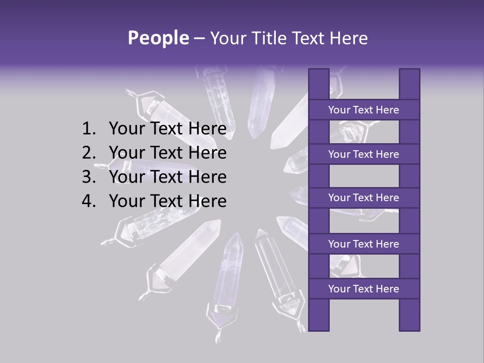 Twelve Crystal Quartz, Rose Quartz, And Amethyst Points With Silver Mountings Arranged To Create A Circular Sunburst, Isolated On Black Background PowerPoint Template
