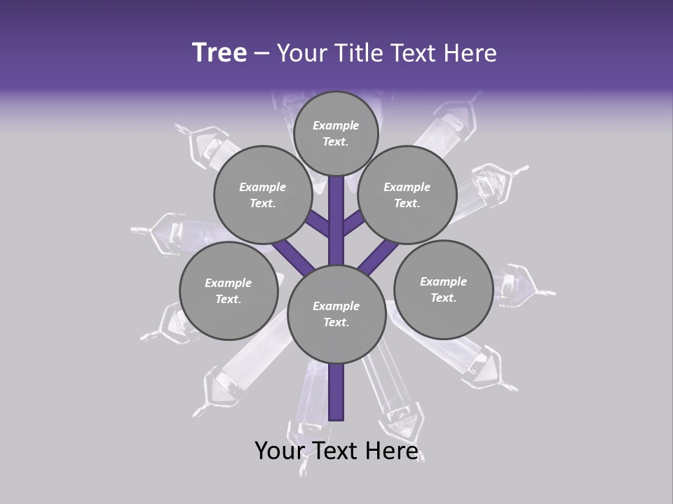 Twelve Crystal Quartz, Rose Quartz, And Amethyst Points With Silver Mountings Arranged To Create A Circular Sunburst, Isolated On Black Background PowerPoint Template