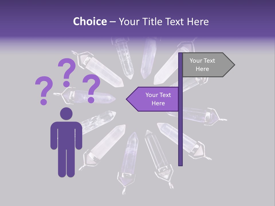 Twelve Crystal Quartz, Rose Quartz, And Amethyst Points With Silver Mountings Arranged To Create A Circular Sunburst, Isolated On Black Background PowerPoint Template