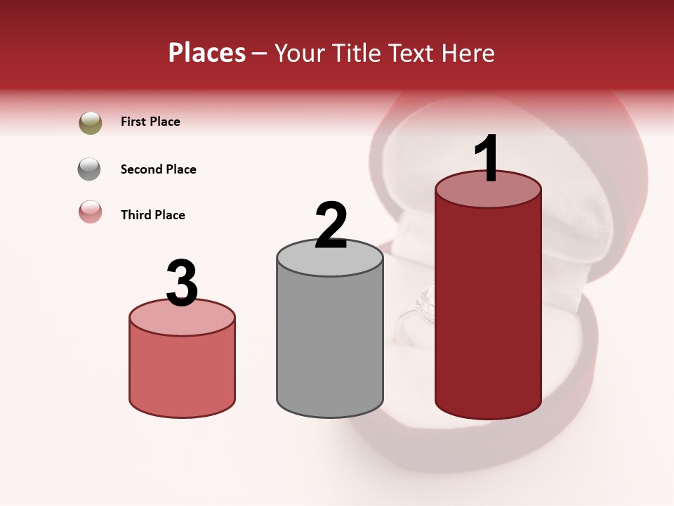 An Open Red Velvet Ring Box With A White Diamond In It PowerPoint Template