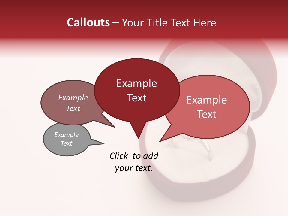 An Open Red Velvet Ring Box With A White Diamond In It PowerPoint Template