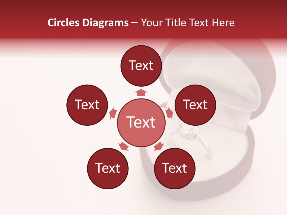 An Open Red Velvet Ring Box With A White Diamond In It PowerPoint Template