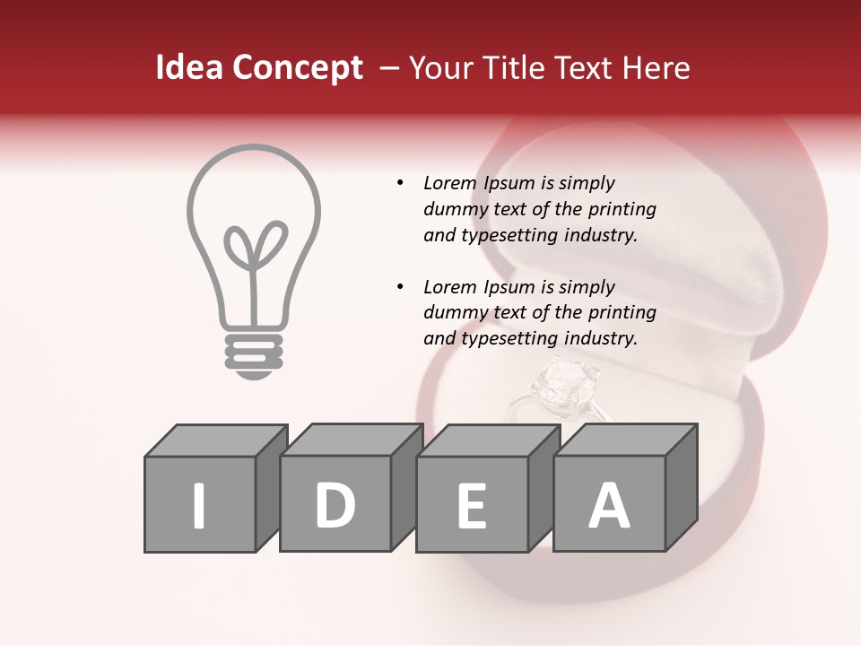 An Open Red Velvet Ring Box With A White Diamond In It PowerPoint Template