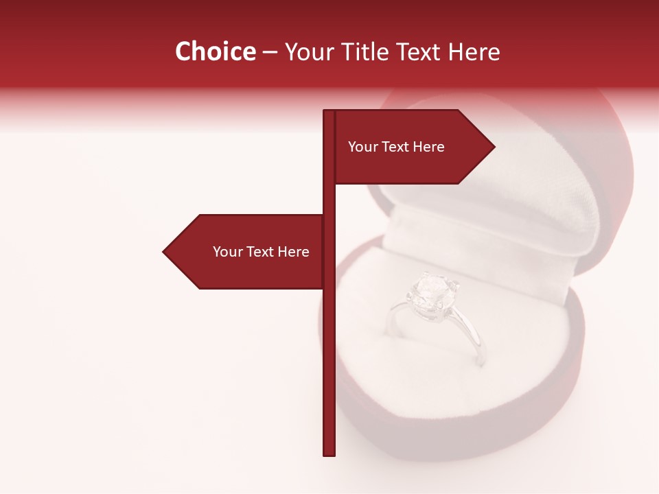 An Open Red Velvet Ring Box With A White Diamond In It PowerPoint Template