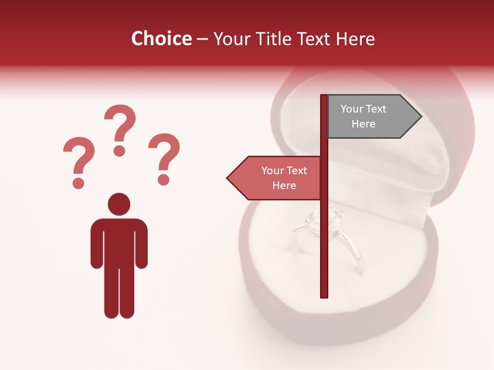 An Open Red Velvet Ring Box With A White Diamond In It PowerPoint Template