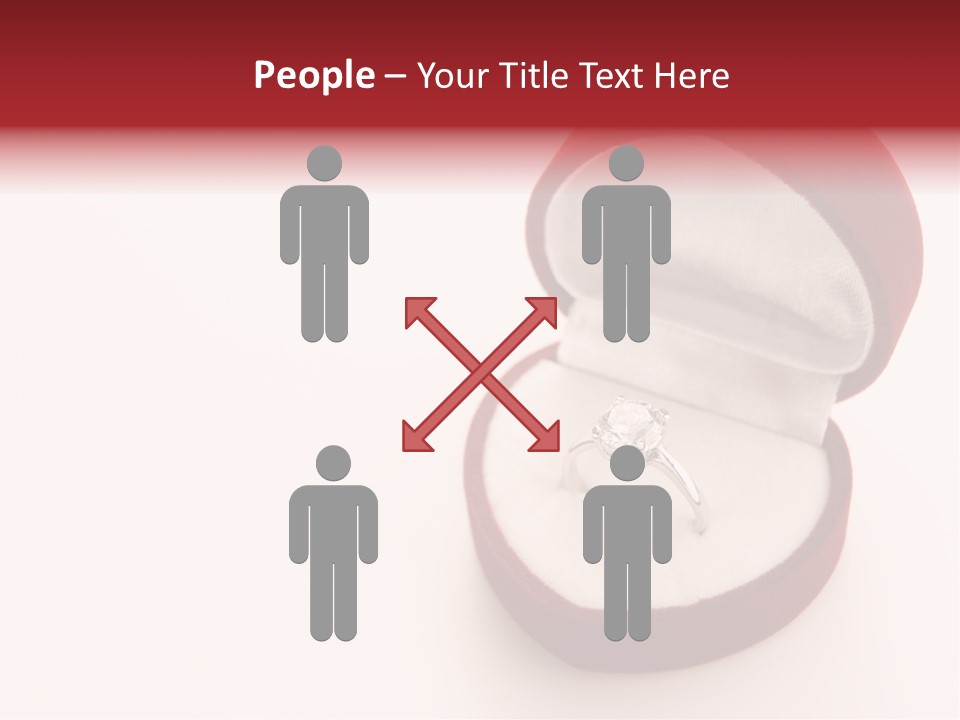 An Open Red Velvet Ring Box With A White Diamond In It PowerPoint Template