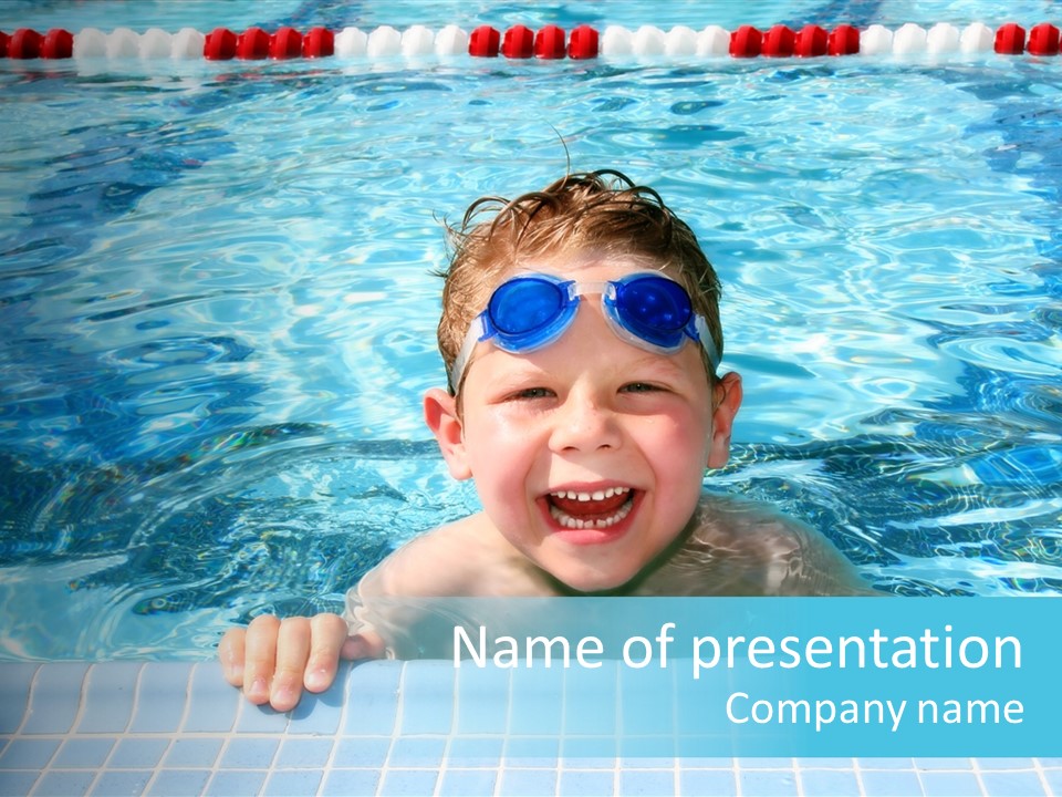 Happy Child In A Sunny Swimming Pool PowerPoint Template