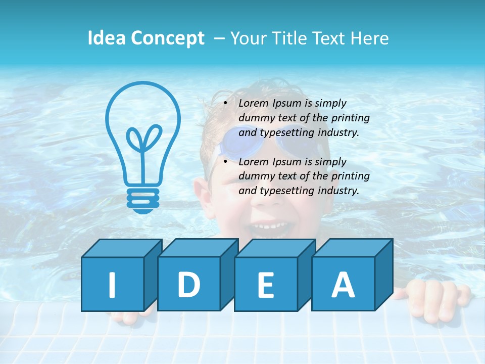 Happy Child In A Sunny Swimming Pool PowerPoint Template