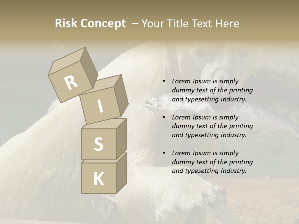 An Adult Female Polar Bear Emerging From The Water With A Fish PowerPoint Template