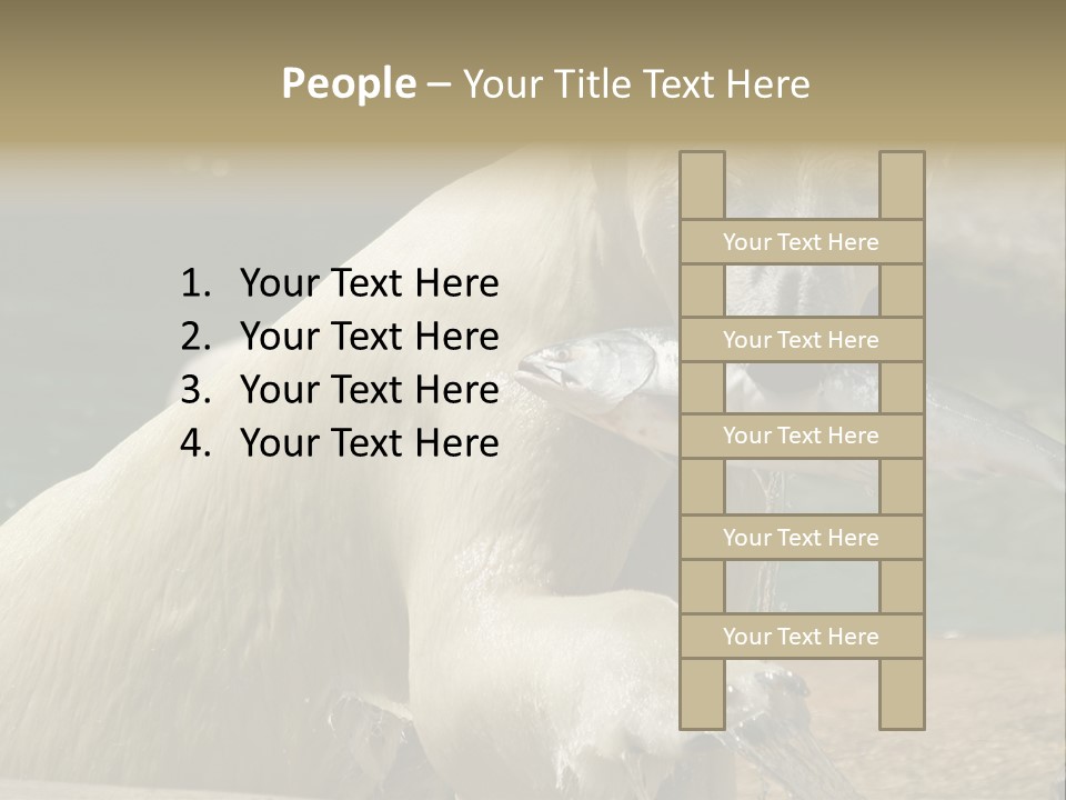 An Adult Female Polar Bear Emerging From The Water With A Fish PowerPoint Template