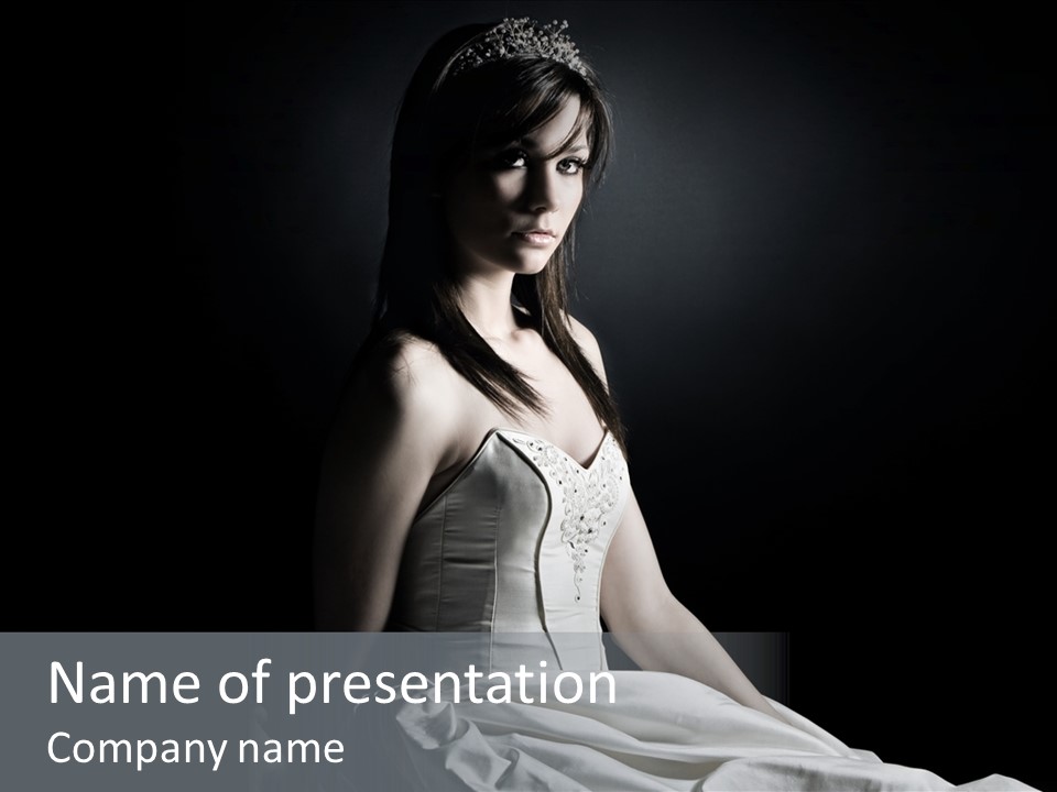 Shot Of A Young Bride Against Grey Background PowerPoint Template