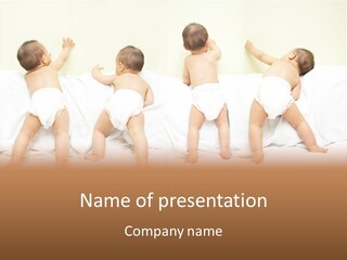 Cute Baby Standing And Playing. PowerPoint Template