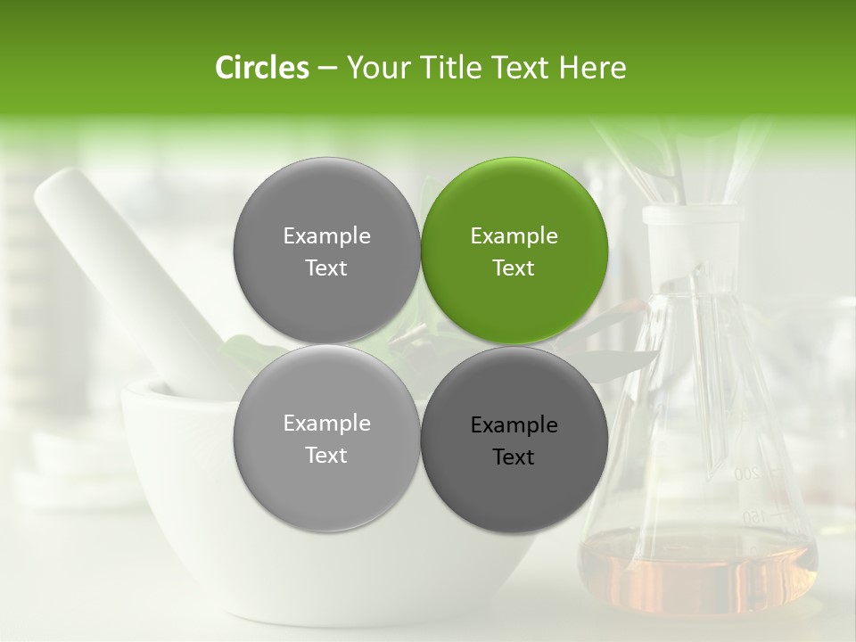Mortar And Pestle With Herbs With A Glass Of Alternative Fuel PowerPoint Template