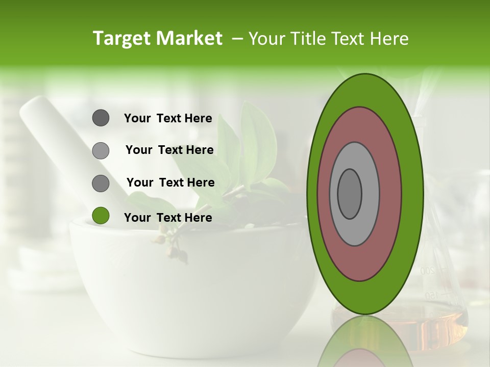Mortar And Pestle With Herbs With A Glass Of Alternative Fuel PowerPoint Template