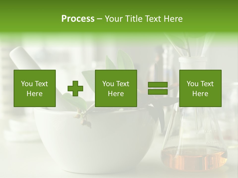 Mortar And Pestle With Herbs With A Glass Of Alternative Fuel PowerPoint Template