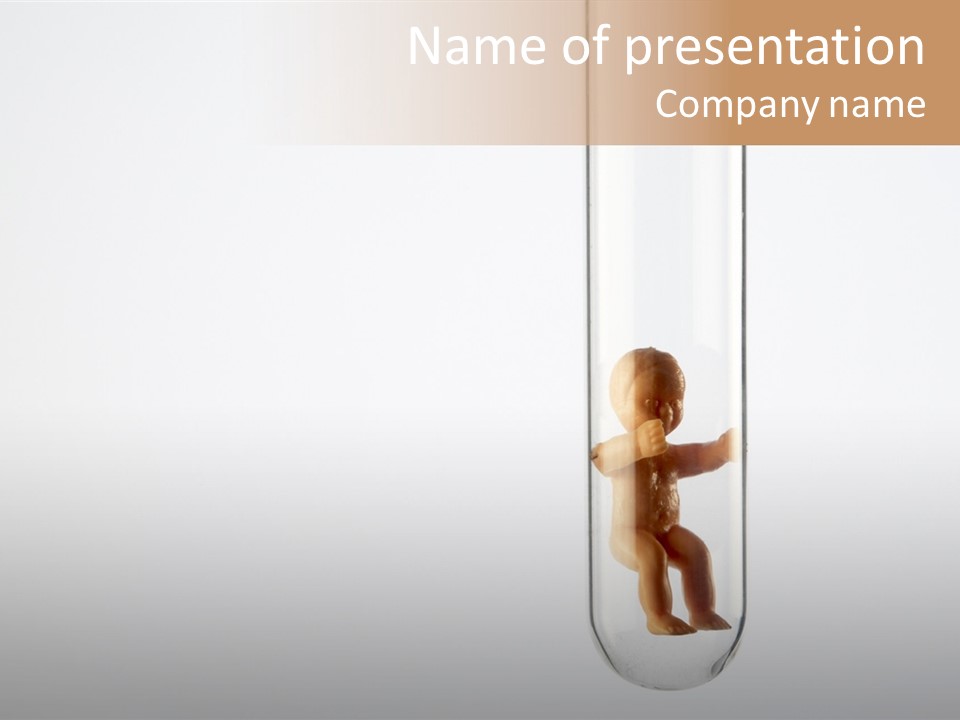 Baby Figurine In A Test Tube PowerPoint Template