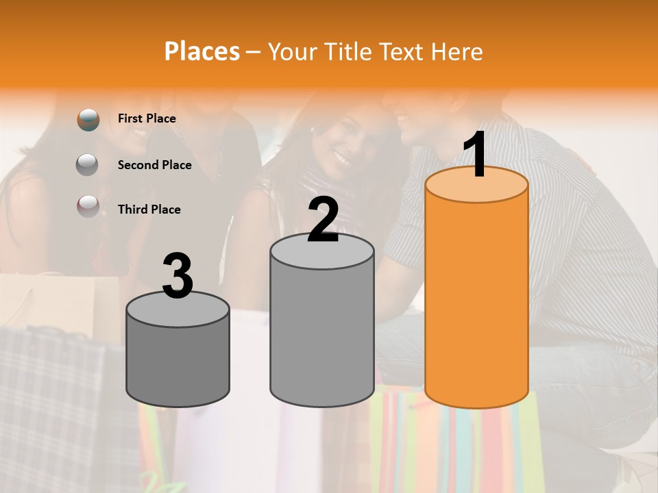 Group Of Friends Shopping In A Mall With Some Bags PowerPoint Template