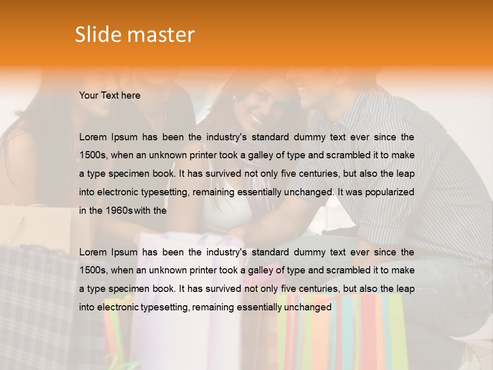 Group Of Friends Shopping In A Mall With Some Bags PowerPoint Template