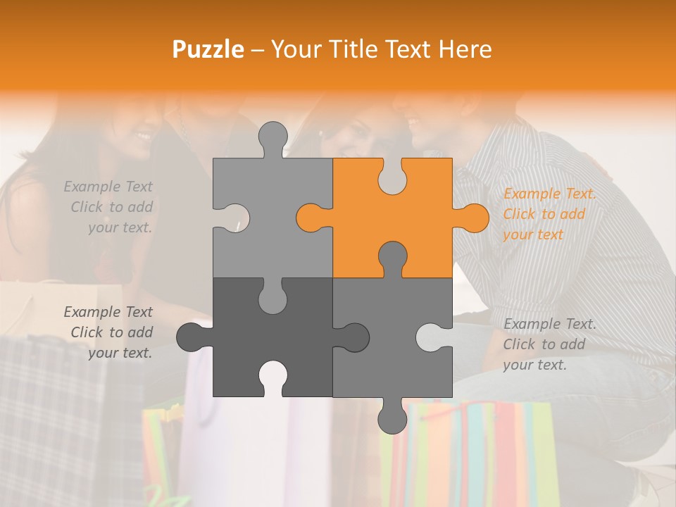 Group Of Friends Shopping In A Mall With Some Bags PowerPoint Template