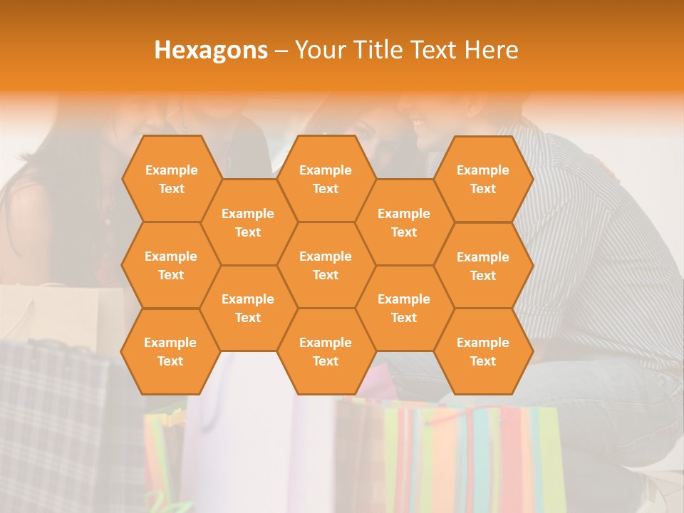 Group Of Friends Shopping In A Mall With Some Bags PowerPoint Template