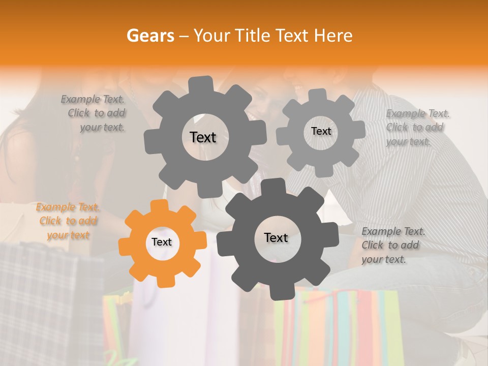 Group Of Friends Shopping In A Mall With Some Bags PowerPoint Template