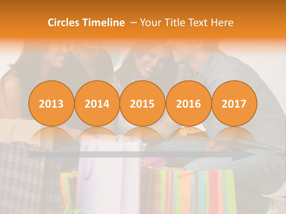 Group Of Friends Shopping In A Mall With Some Bags PowerPoint Template