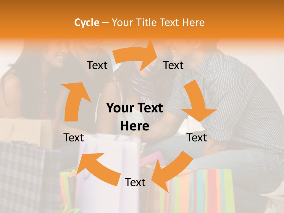 Group Of Friends Shopping In A Mall With Some Bags PowerPoint Template