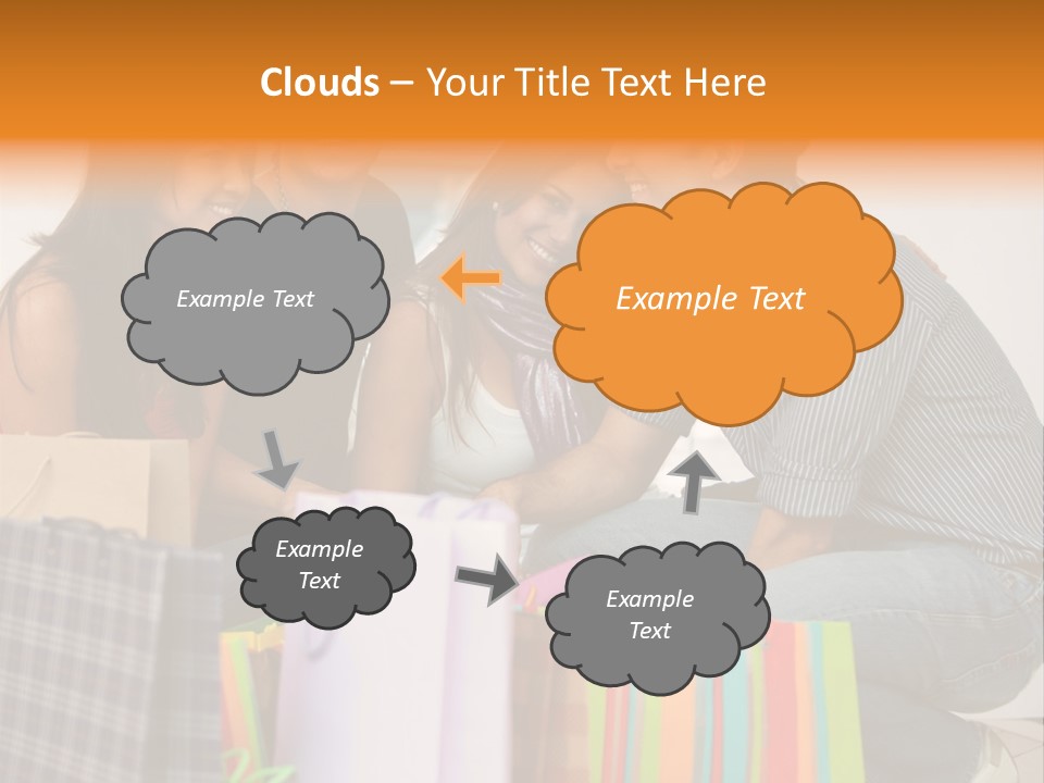 Group Of Friends Shopping In A Mall With Some Bags PowerPoint Template