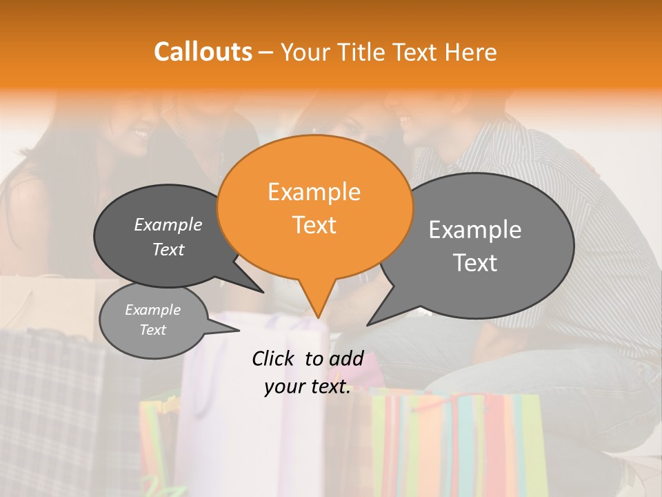 Group Of Friends Shopping In A Mall With Some Bags PowerPoint Template