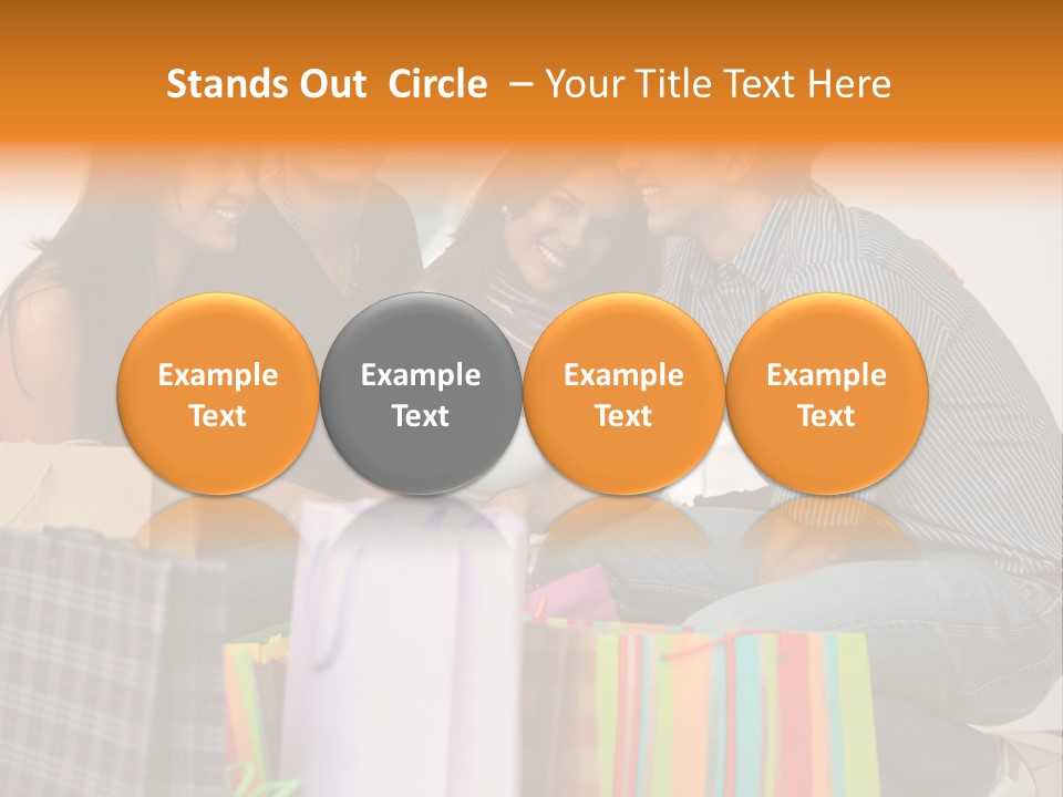 Group Of Friends Shopping In A Mall With Some Bags PowerPoint Template