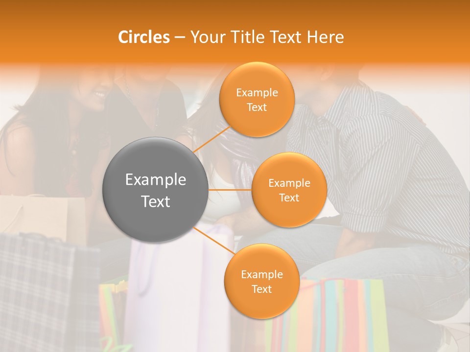 Group Of Friends Shopping In A Mall With Some Bags PowerPoint Template