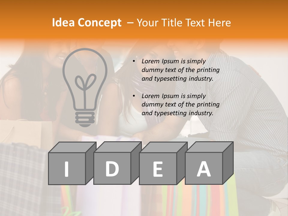 Group Of Friends Shopping In A Mall With Some Bags PowerPoint Template