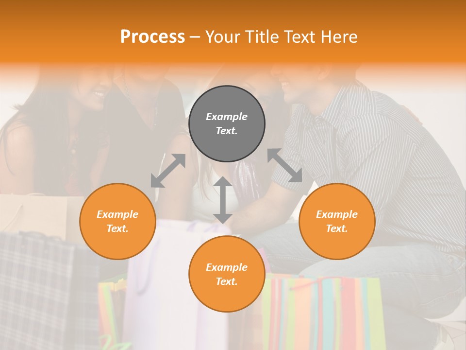 Group Of Friends Shopping In A Mall With Some Bags PowerPoint Template