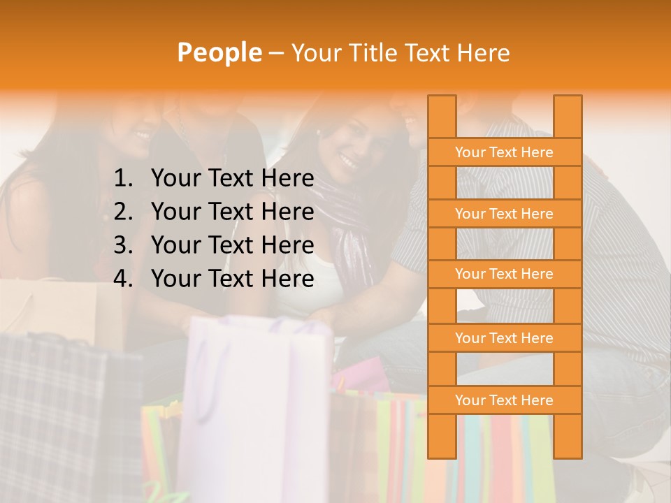 Group Of Friends Shopping In A Mall With Some Bags PowerPoint Template