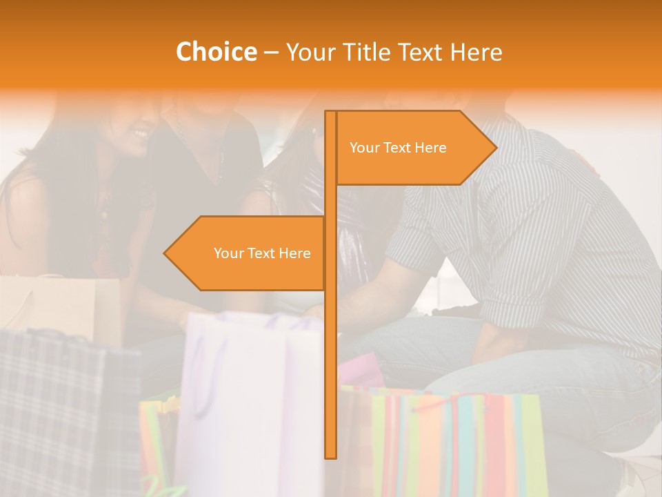 Group Of Friends Shopping In A Mall With Some Bags PowerPoint Template