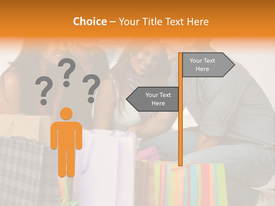 Group Of Friends Shopping In A Mall With Some Bags PowerPoint Template