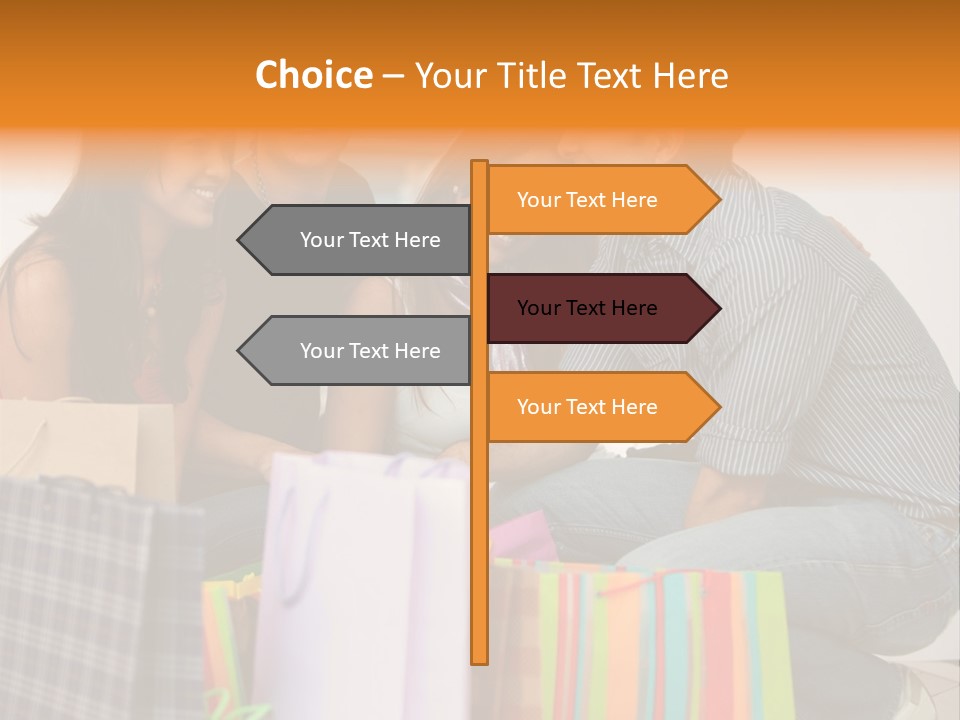 Group Of Friends Shopping In A Mall With Some Bags PowerPoint Template