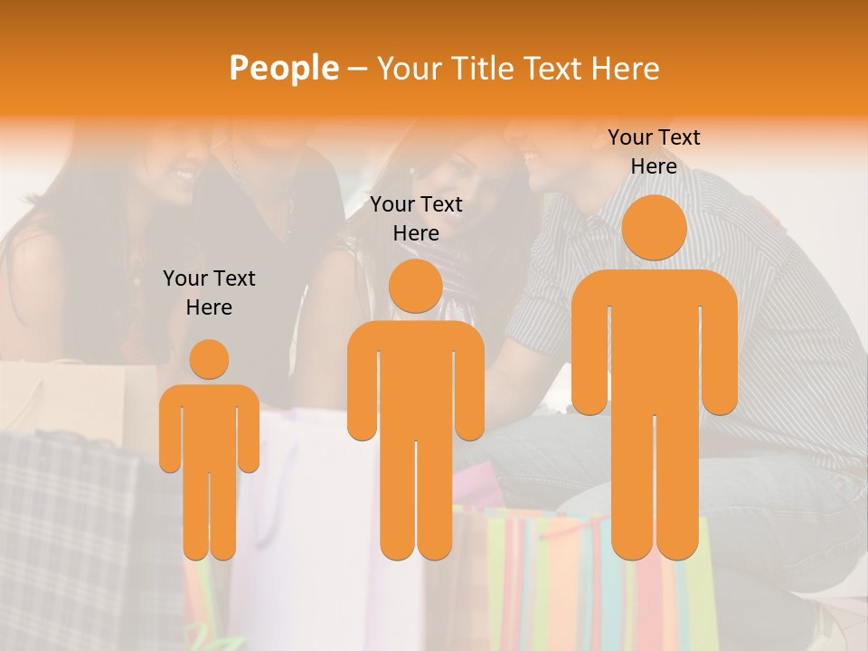 Group Of Friends Shopping In A Mall With Some Bags PowerPoint Template