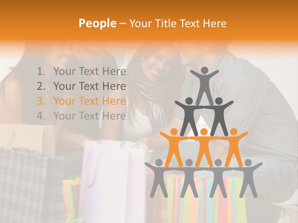 Group Of Friends Shopping In A Mall With Some Bags PowerPoint Template