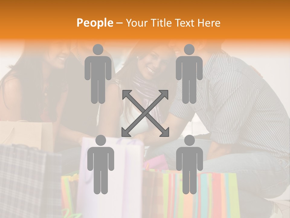 Group Of Friends Shopping In A Mall With Some Bags PowerPoint Template