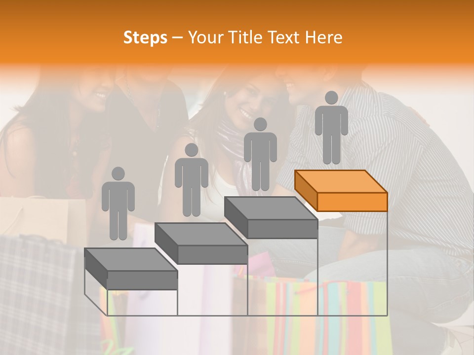 Group Of Friends Shopping In A Mall With Some Bags PowerPoint Template